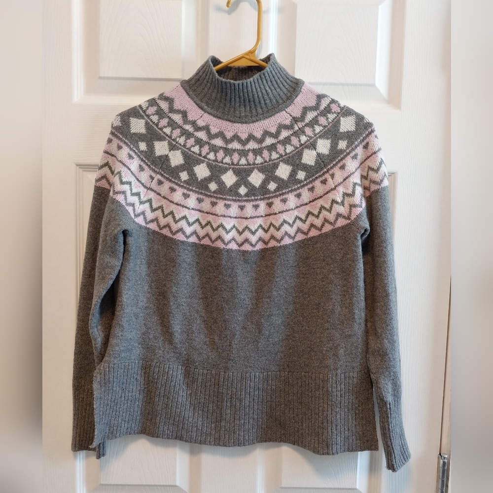 Tahari Grey/Pink Turtleneck/Mockneck Sweater Size XS